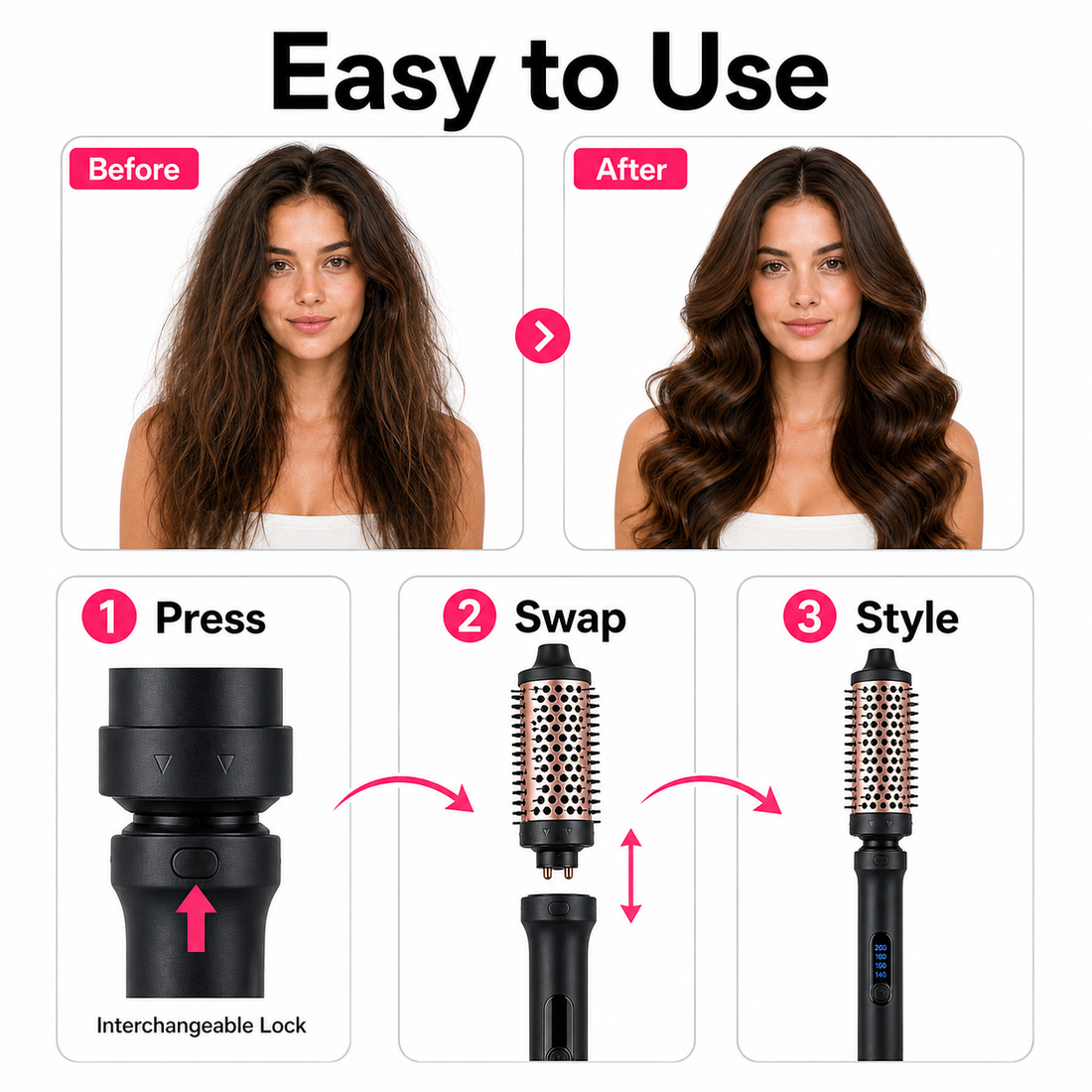 Multi-Curl 5-in-1 Ceramic Curling Wand Set